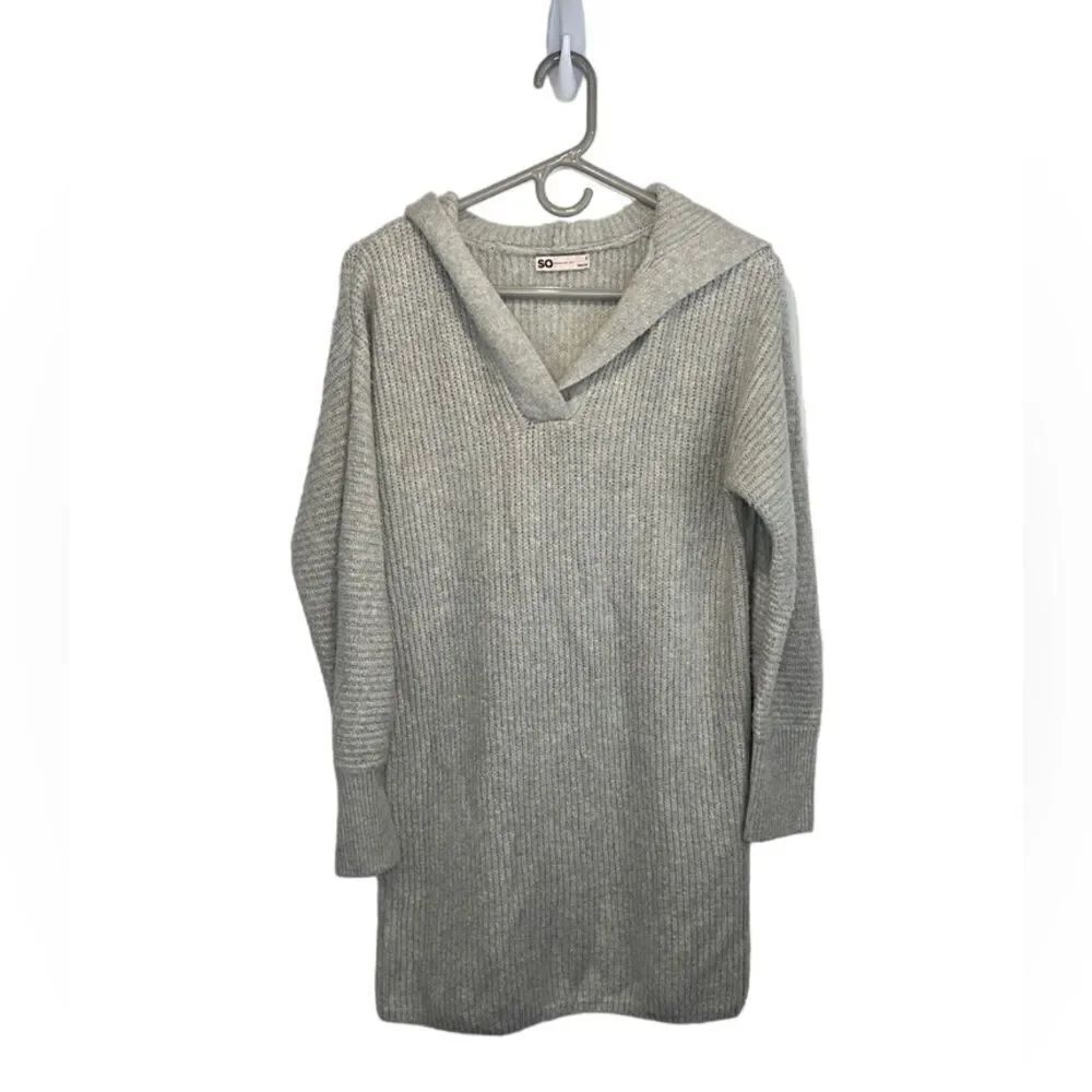 SO Knit Sweater Dress Long sleeve with hood a line super soft and cozy Small